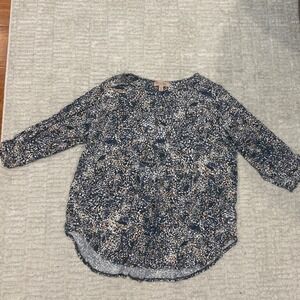 Philosophy Women's Blouse Top 3/4 Sleeve Black Floral Stretchy‎ 3X
